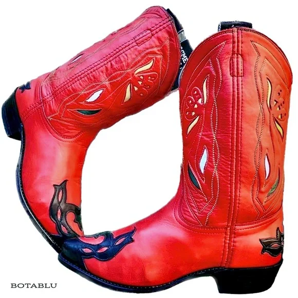 ACME | Shoes | Acme Rare Vintage Red Black Leather Floral  display picture 2